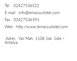 Lemas Suite Otel iletiim bilgileri